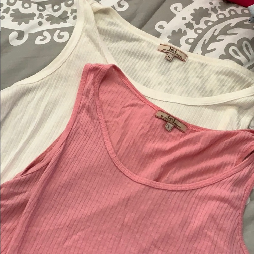 Pink and white tank top SET